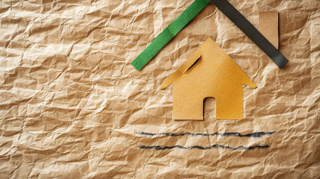 An energy efficiency chart displayed on cardboard serves as a vertical banner with eco-friendly symbols and space for text.