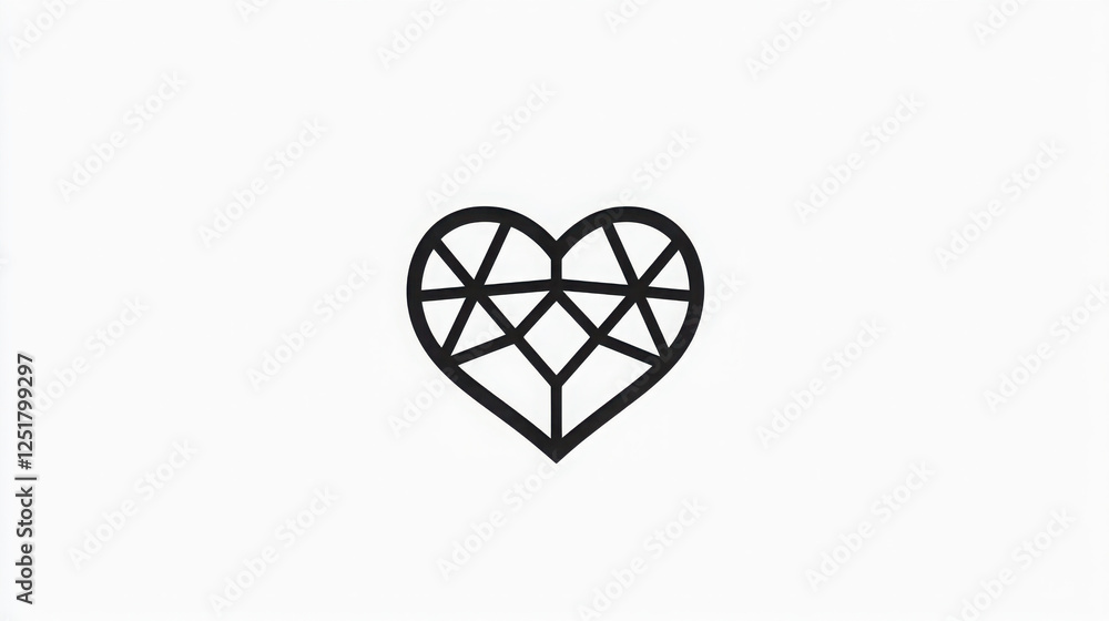 Aufkleber logo design of a minimalist logo featuring a geometric heart shape composed of interconnected polygo