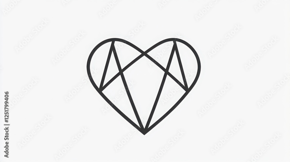 Aufkleber logo design of a minimalist logo featuring a geometric heart shape composed of interconnected polygo
