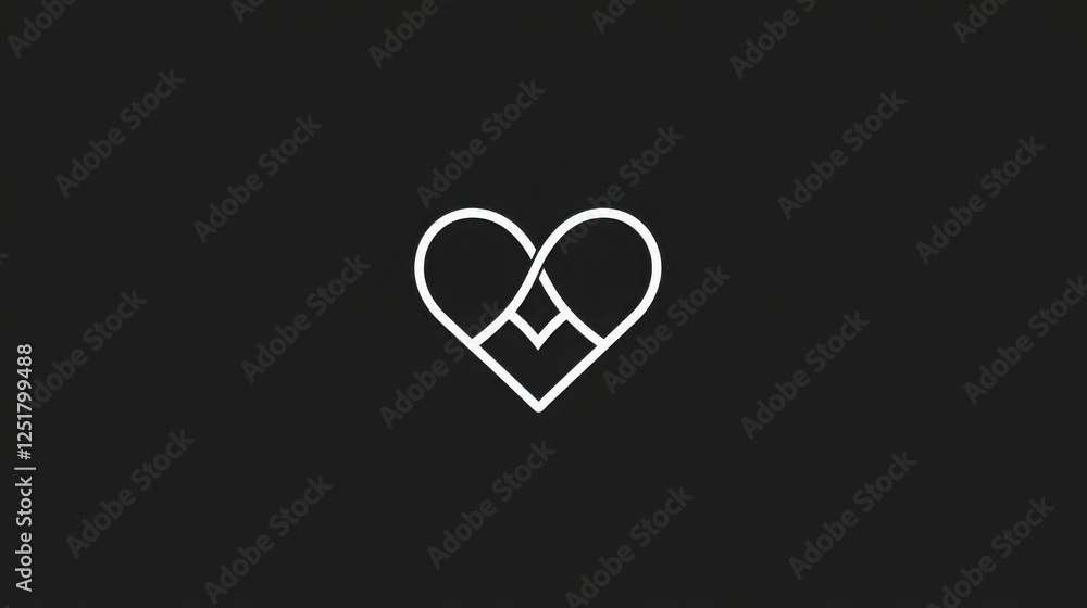 Aufkleber logo design of a minimalist logo featuring a geometric heart shape composed of interconnected polygo