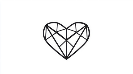 Logo design of a minimalist logo featuring a geometric heart shape composed of interconnected polygons, representing unity and care, set in a clean and sharp design.