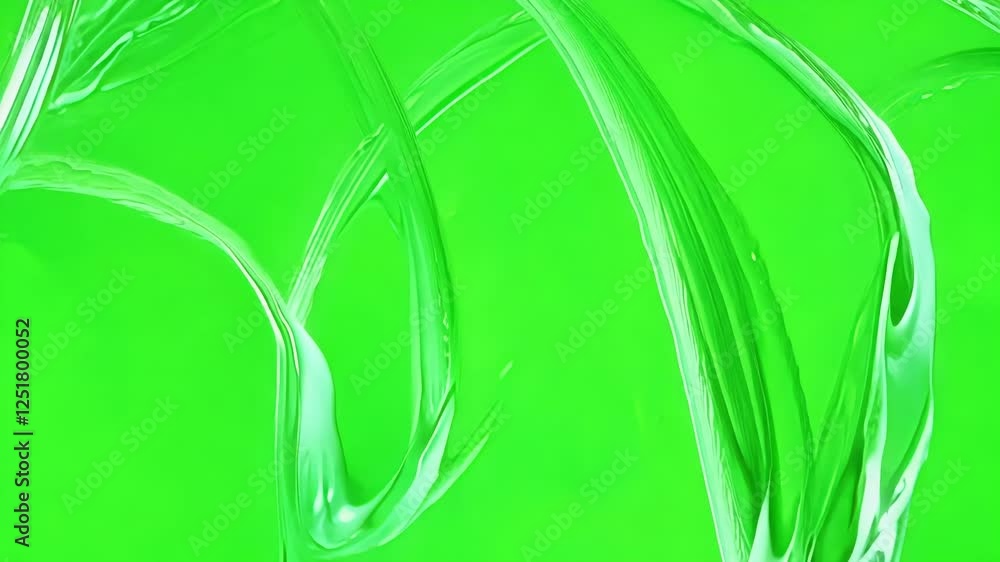 Poster curved trails of liquid cascading downward creating a mesmerizing pattern of motion. green screen ch