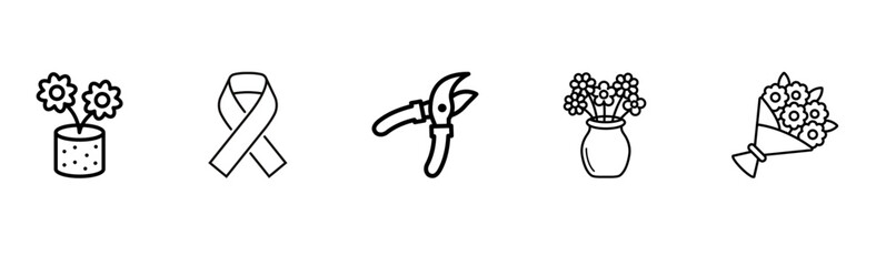 Floral Arrangements Icon Set.