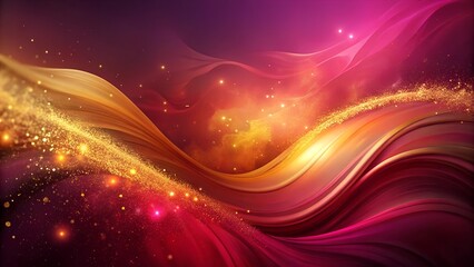 Flowing waves of vibrant colors with sparkling golden accents on a dramatic background
