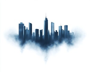 Fototapeta premium modern cityscape emerges from mist, showcasing sleek skyscrapers and clean lines
