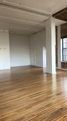 Fototapeta premium Spacious and Bright Open Concept Room with Wooden Floors