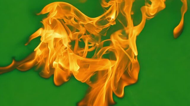 Delicate wisps of flame intertwine forming intricate patterns that seem to ebb and flow. Green screen chromakey