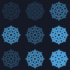 Vector Snowflakes Set, Snowflake icon collection. Christmas icon set. Illustration
