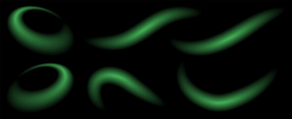 Green glowing shiny lines effect vector background. Luminous white lines of speed. Light glowing effect. Light trail wave, fire path trace line and incandescence curve twirl.