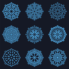 A Set of snowflake icons collection isolated on background. Christmas icon set. Vector illustration 