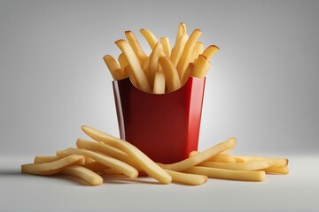 Close-Up of Golden, Crispy French Fries Perfectly Cooked, Generative AI