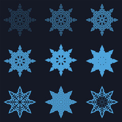 Snowflake icons set. Snowflake symbols. Snow icon. Isolated snowflake icon collection. Christmas icon set. Vector illustrator 