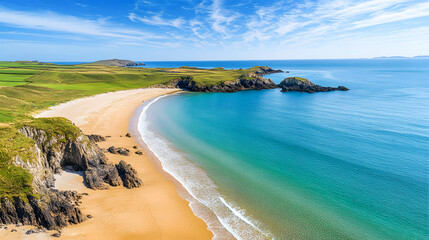 Scenic Coastal Landscape with Sandy Beach and Turquoise Waters