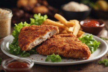 Photography of Homemade Chicken Cutlets Freshly Fried and Ready to Enjoy | Generative AI