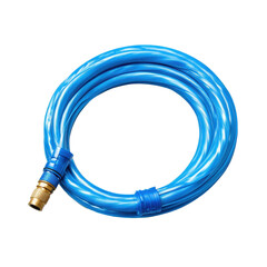 Bright blue water hose coiled on a Transparent background for gardening and outdoor use, Water hose isolated on