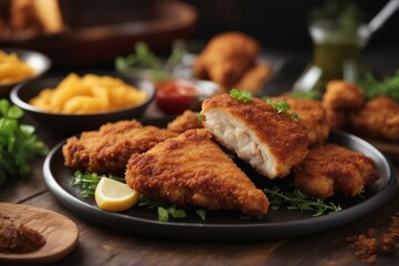 Photography of Homemade Chicken Cutlets Freshly Fried and Ready to Enjoy | Generative AI