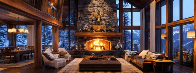 Traditional Mountain Cabin with Comfortable Atmosphere