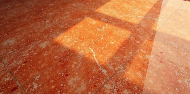 Warm terracotta marble floor with subtle red veining, marble, textured