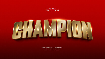 Champion 3d text style, editable text effect golden © Hiemstra