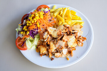 Lavash zurna doner kebab ( zurna  durum )  or shawarma sliced in plate isolated.  hatay usulu tavuk Et doner durum. Gobit ekmek arasi doner. Pilavustu iskender doner kebap. 