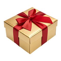 Obraz premium Gold Gift Box with Red Ribbon: Perfect for Any Occasion