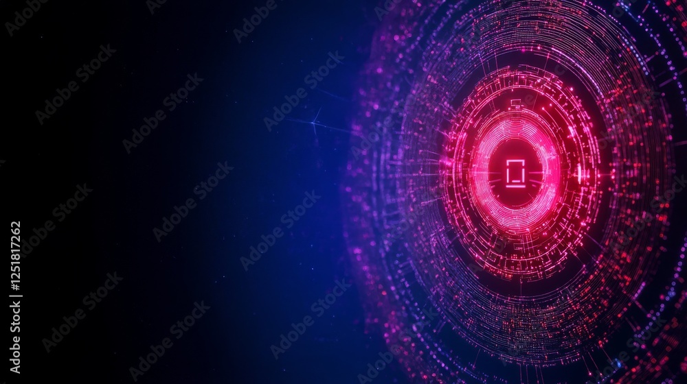 Aufkleber futuristic cybersecurity tool with vibrant digital patterns and glowing elements