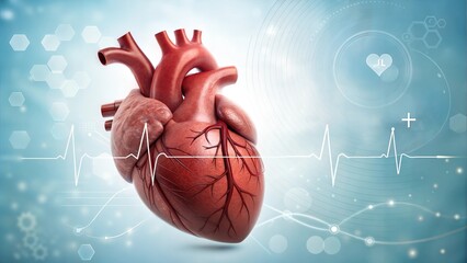 3D Rendered Anatomical Heart with Digital ECG Visualization