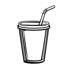 Stylized illustration of disposable paper cup with straw (1)