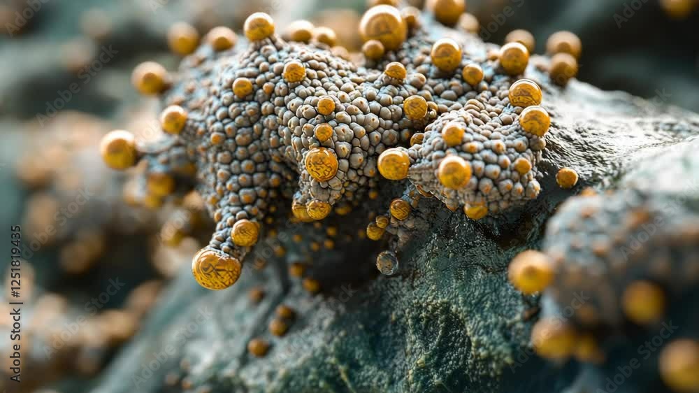 Poster unique close-up view of textured organic structures in a scientific exploration of microscopic life 