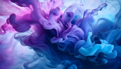 Fototapeta premium Abstract ink swirl effect with delicate tendrils of blue and purple ink diffusing beautiful background