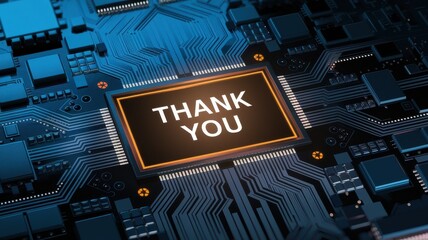 Thank you message on a circuit board background