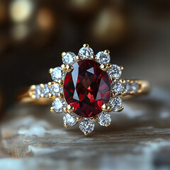 Fototapeta premium golden ring with garnet