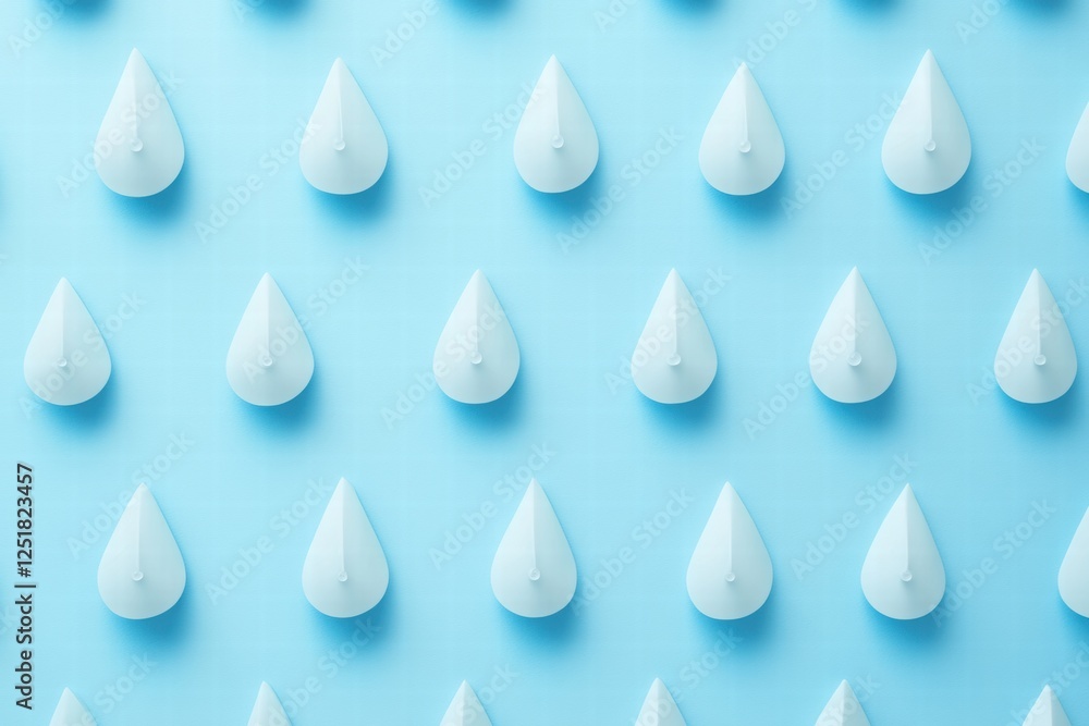 Poster pattern of white drops on a blue background creating a modern and fresh design in bright lighting. g
