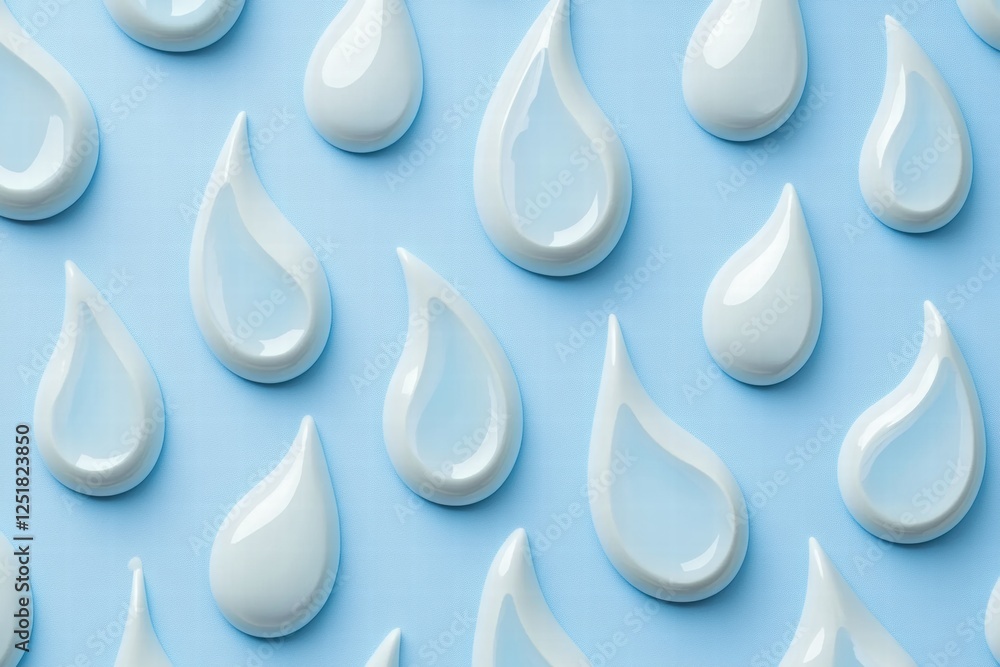 Poster detailed drops of liquid arranged on a blue background create a textured and modern visual effect in