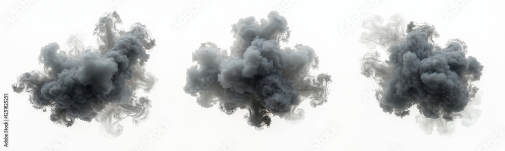 Aufkleber set of gray smoke clouds isolated on white background. perfect as design element, unique textures or