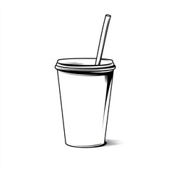 Styrofoam cup with straw on white background