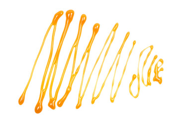 Fototapeta premium Dessert sauce, caramel flavored topping isolated on white 