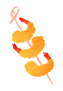 fried shrimp skewers on white background clip art preview