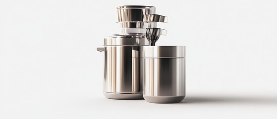 Innovative kitchen juicer and container set in sleek stainless steel design