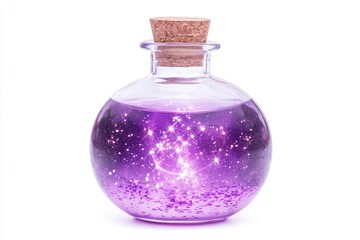 magical potion bottle filled with sparkling purple liquid and stars