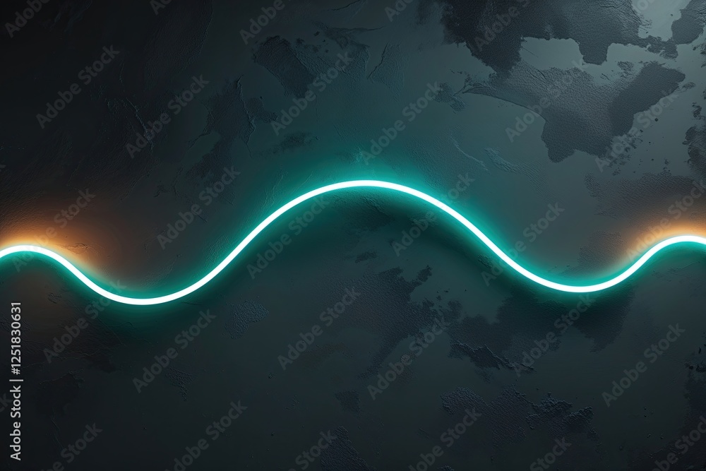Aufkleber teal pulsating light arc on dark charcoal background with neon wave motion effect
