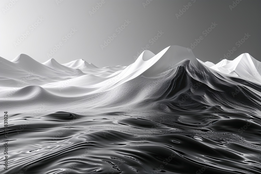 Poster abstract black and white textured noise canvas with liquid drift and prism wave gradient for modern 