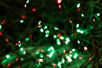 glow of green and red diodes on a garland