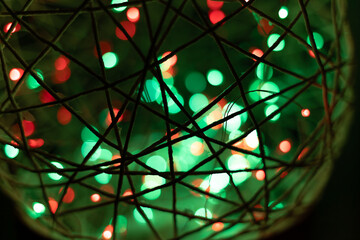 glow of green and red diodes on a garland