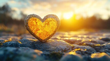 Fototapeta premium Sunset Heart Rock Pathway Romance