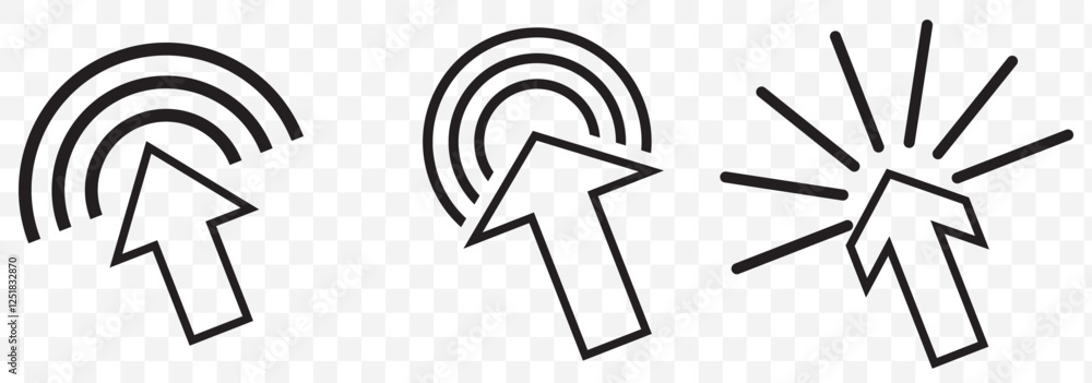 Poster click icon vector set. cursor pointer clicking symbol collection. press, touch and tap with finger s