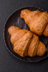 Sweet crispy croissants with chocolate filling