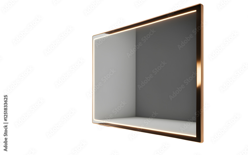 Poster A modern smart mirror with a built-in LED light on a empty plain background