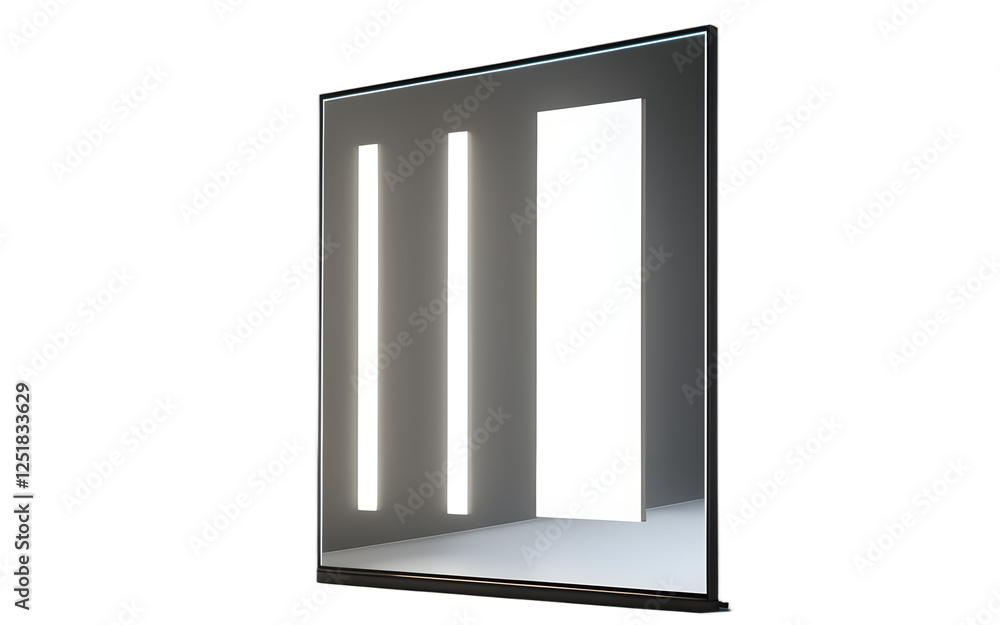 Poster A modern smart mirror with a built-in LED light on a empty plain background