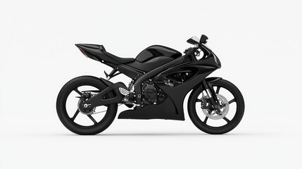 Obraz premium Black sportbike, side view, studio shot, white background, motorcycle design
